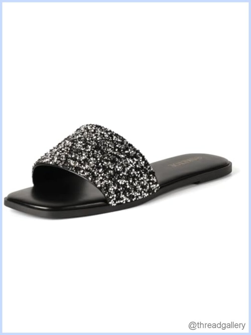 Rhinestone Slide Sandals Square Toe Slip On Flat Summer Beach Wedding